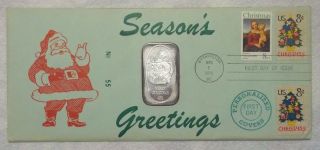 1973 Merry Christmas 1 Oz.  999 Silver Bar United States Silver Corp W/cover 55 photo