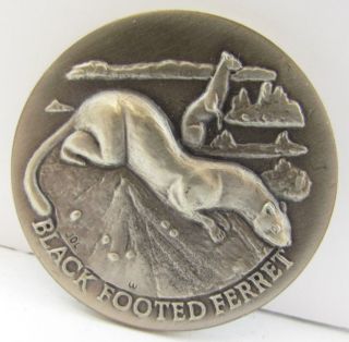 Longines Endangered Wildlife Black Footed Ferret Sterling Silver Medal - 1.  13 Oz photo