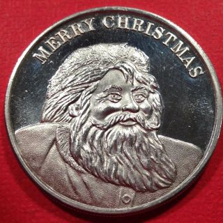 Merry Christmas/happy Year Santa - 1 Troy Oz.  999 Fine Silver Round photo