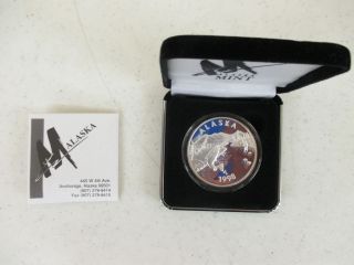 1998 Alaska Sports Fishing Medallion 1oz.  999 Silver Proof W/papers. photo