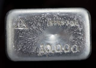 10 Oz Delta Refiners Smelters Old Poured Loaf.  9995 Fine Silver Bar Rare photo