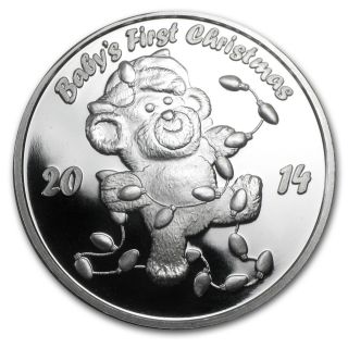 1 Oz Baby ' S First Christmas Silver Round - With Gift Packaging - Sku 84758 photo