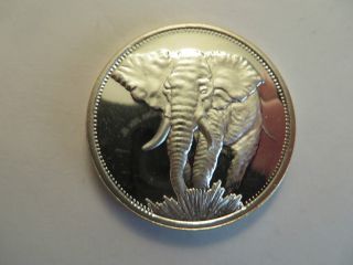 1 Oz Silver Art Round, .  999 Silver,  African Elephant photo