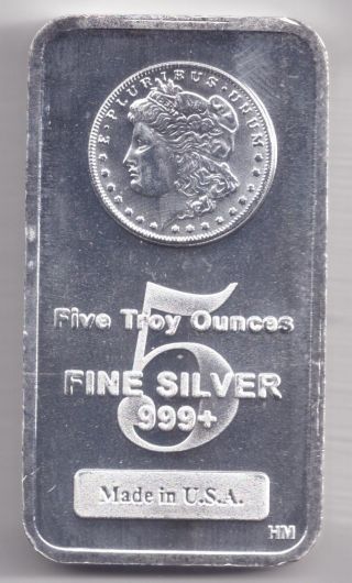 5 - Troy Ounce Silver Bar.  5 - Troy Oz.  999 Silver photo