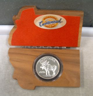1oz.  999 Fine Silver Round / 1989 Montana Centennial - Moose photo