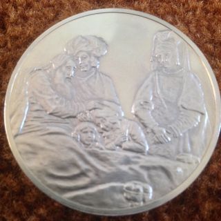 Vtg 2.  3oz Silver Medallion Genius Of Rembrandt Jacob Blessing The Sons Of Joseph photo