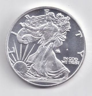 1 - Ounce Silver Eagle Style.  999 Silver Round.  1 - Troy Oz photo