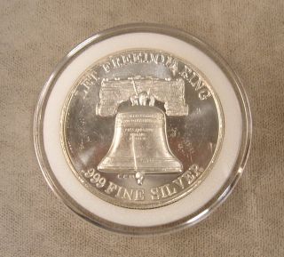 1oz.  999 Fine Silver Round / Let Freedom Ring - Liberty Bell Design photo