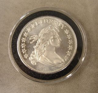 1oz.  999 Fine Silver Round / Liberty Draped Bust Dollar Design photo