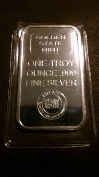One Troy Ounce Silver Bar.  999 Fine Gsm photo