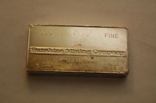 1968 Sunshine Mining Company 3oz.  999 Fine Silver Art Bar Wh Foster photo