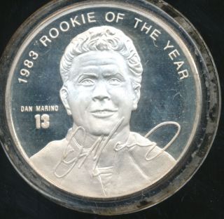 1983 Rookie Of The Year Dan Marino Silver 1 Oz Round 9476 photo