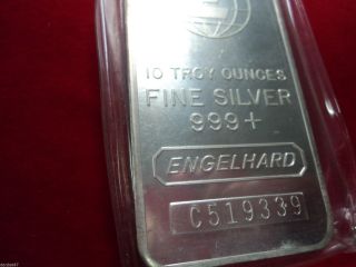 10 Troy Oz.  Engelhard.  999,  Fine Silver Bar photo