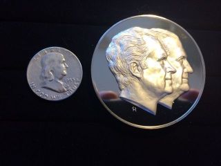 1973 Richard Nixon /spiro Agnew Large Silver Inaugural Medal 6.  3 Oz Of Sterling photo