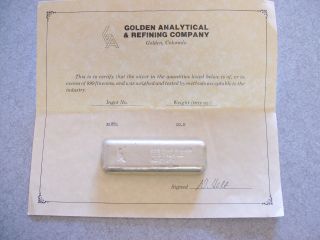 Golden Analytical & Refining 10 Troy Oz.  Hand Poured Silver Bar With photo