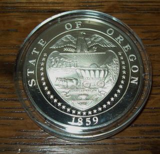1976 Proof Sterling Silver 33 Gram Oregon Franklin State Medal 1 Oz Rare photo