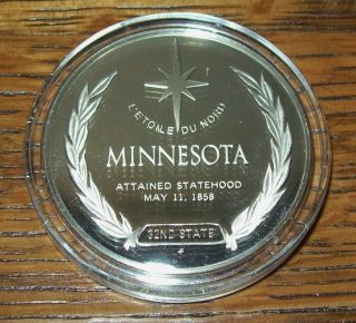 1976 Proof Sterling Silver 33 Gram Minnesota Franklin State Medal 1 Oz Rare photo