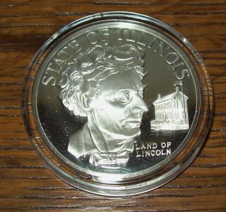 1976 Proof Sterling Silver 33 Gram Illinois Franklin State Medal 1 Oz Rare photo