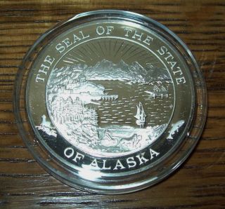 1976 Proof Sterling Silver 33 Gram Alaska Franklin State Medal 1 Oz Rare photo