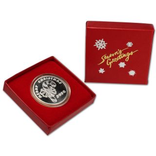 2014 Holiday Silver 1 Oz.  Medallion - Candy Cane In Giftbox photo