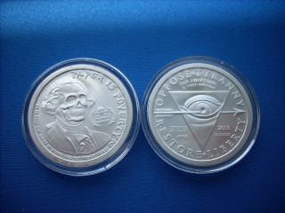 1 Oz Silver Coin.  999 Fine Silver Ghost Money Deluminati Series Second Amendment photo