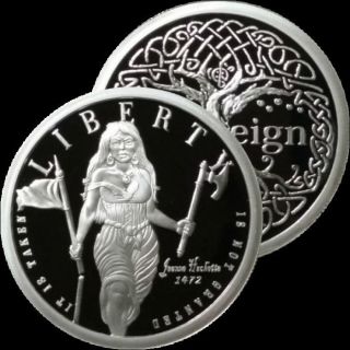 1 Oz Silver Coin Proof Jeanne Hachette Tyrannicide Dominion Silver Freedom Girl photo