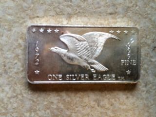 1 Oz.  999 Silver Art Bar 1972 Silver Eagle Foster Co.  True photo