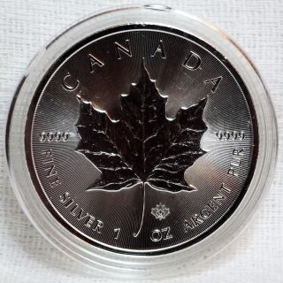 2014 Bu Canada Maple Silver Leaf $5 Coin 1 Troy Oz In Airtite Canadian photo