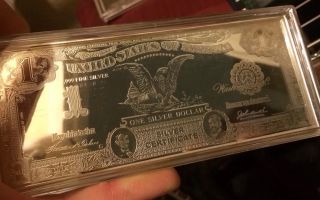 Rare 4 Oz Solid.  999 Silver Bar American Eagle $1 Bill photo