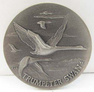 Longines Endangered Wildlife Trumpeter Swan Sterling Silver Medal - 1.  13 Oz photo