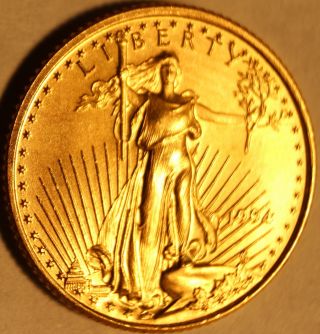 1994 1/10 Troy Oz Gold American Eagle $5 U.  S.  Gold Bullion Coin Bu Unc photo