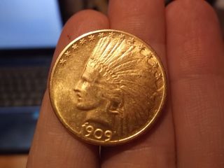 1909 Gold Indian Head Eagle $10 Coin In The Usa photo