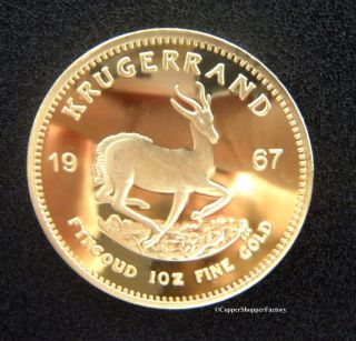South African Krugerrand Coin 100 Mills Gold.  999 24k 1 Ounce Fine Bullion Ingot photo