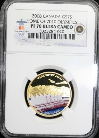 2008 Canada $75 Gold Home Of The 2010 Olympics Ngc Pf 70 Ultra Cameo photo