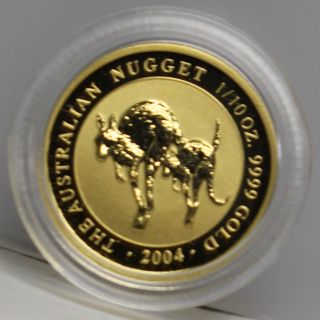 2004 1/10 Oz Australia Gold Kangaroo Nugget.  9999 Fine Bu 01213152b photo