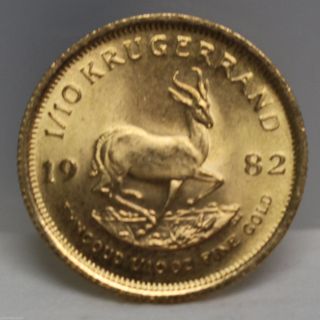 1982 Krugerrand South Africa 1/10th Oz Gold Bu 01213159b photo
