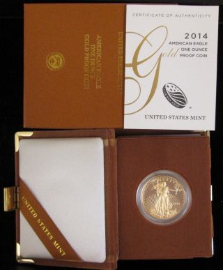 2014 - W 1 Oz $50 Gold Proof American Eagle Packaging And photo