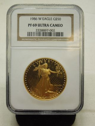 1986 - W $50 American Gold Eagle Proof Ngc Pf69 Ultra Cameo 1st Yr Issu photo