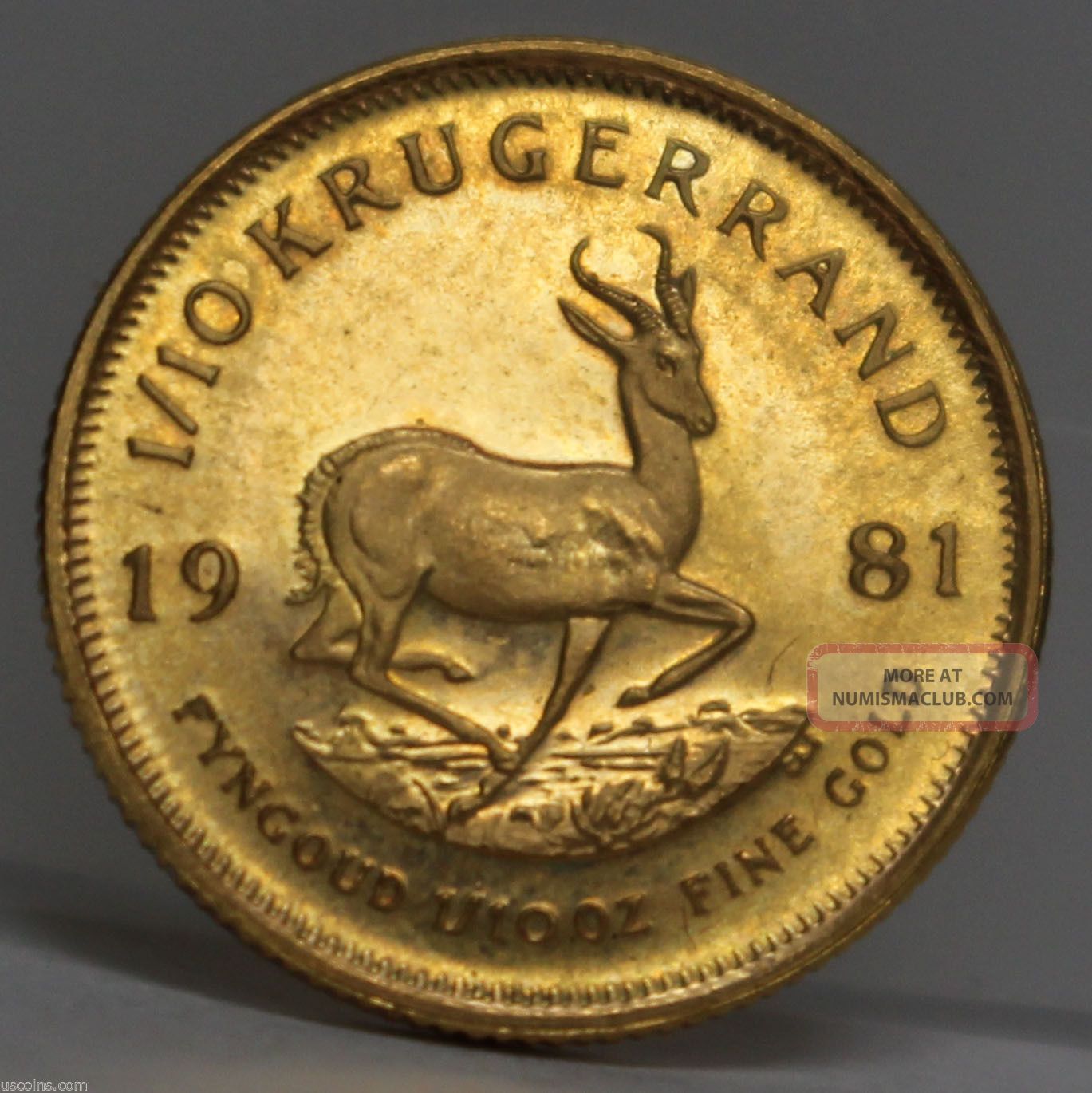 1981 Krugerrand South Africa 1/10th Oz Gold Bu 01213158b Gold photo