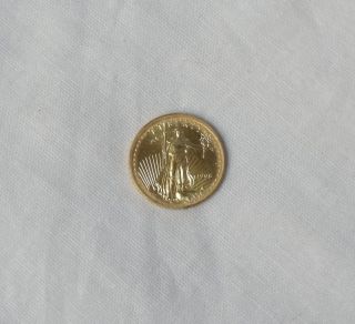 1998 $5 Gold American Eagle 1/10th Oz.  999 Pure Gold Bullion Liberty Coin Usa photo