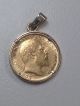 22ct & 9ct 1908 Half Sovereign Solid Gold Coin Pendant Gold photo 1