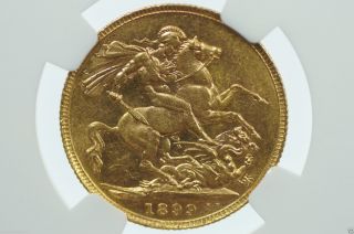 1899 P Gold Full Sovereign Ngc Graded Au55 Almost Uncirculated photo