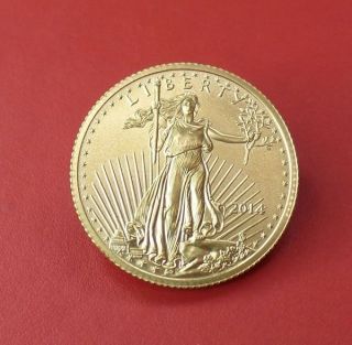 2014 American Gold Eagle $10 1/4 Oz.  999 Fine Gold Near Perfect Gem Bu U.  S. photo