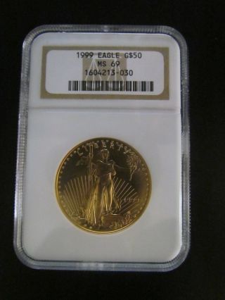 Gold American Eagle 1999 $50 Coin Graded Ms 69 Certified photo
