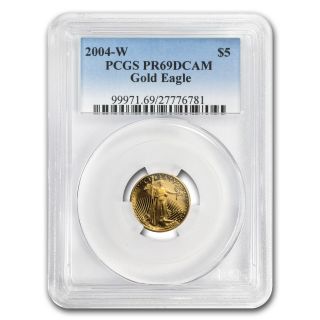 2004 - W 1/10 Oz Proof Gold American Eagle Coin - Pr - 69 Pcgs - Sku 14348 photo