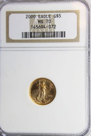 2000 Gold Eagle $10 1/10 Oz Ngc Ms70.  Tough To Find In This Grade. photo