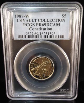 1987 W $5 Gold Constitution Pr 69 Dcam Pcgs - Low Opening Bid photo