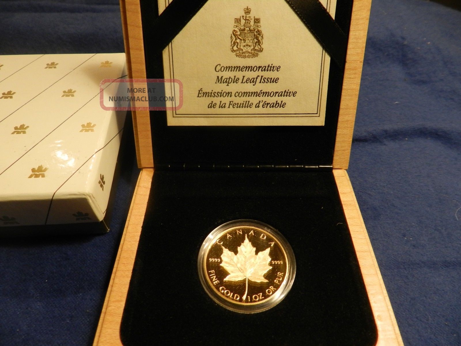 1989 1 Oz Proof Gold Canadian Maple Leaf Coin Box And Certificate