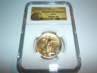 2009 Ultra High Relief $20 Gold Double Eagle Ngc Ms70 W/ Packaging photo