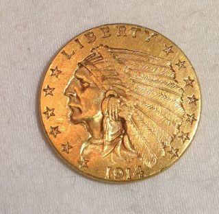 1914 $2.  5 Indian Head - Gold photo